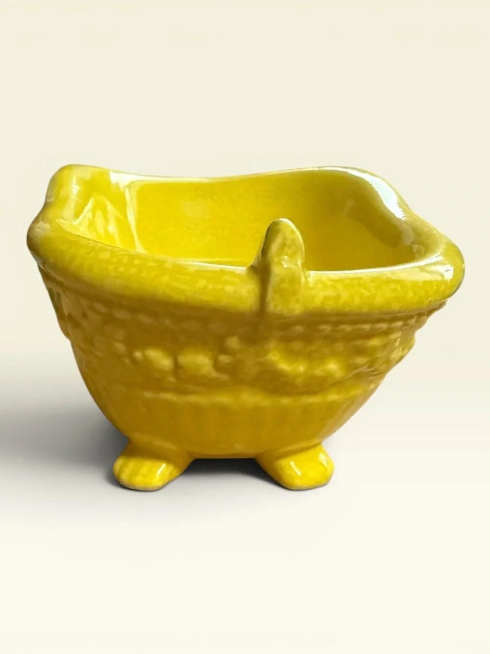 Vintage Yellow Porcelain Clawfoot Bathtub Soap Dish